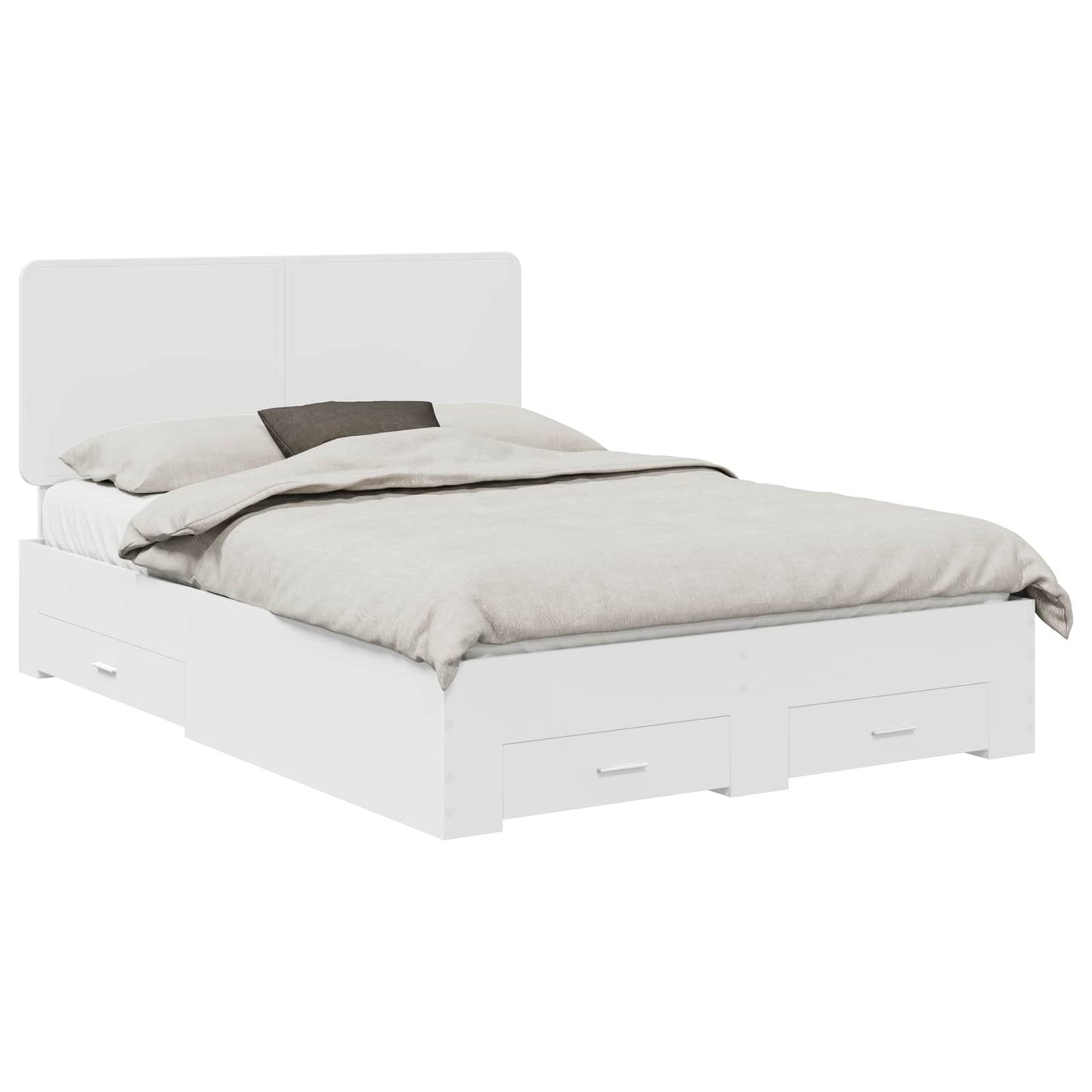 vidaXL Bed Frame with Headboard White 140 x 190 cm Engineered Wood