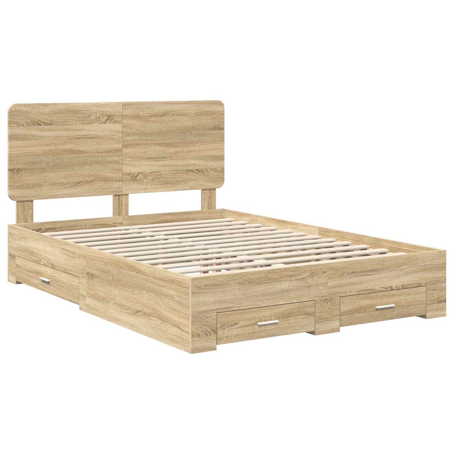 vidaXL Bed Frame with Drawer Sonoma Oak 140 x 190 cm Engineered Wood