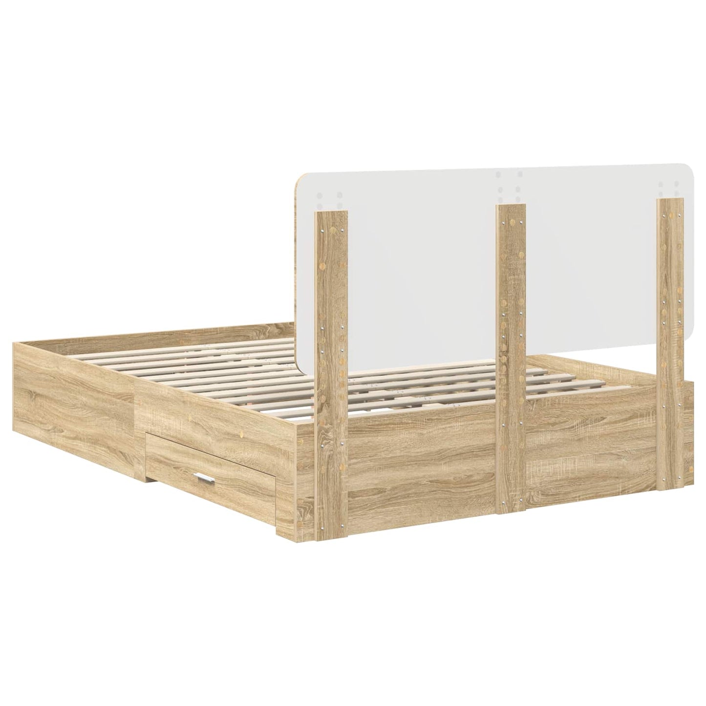 vidaXL Bed Frame with Drawer Sonoma Oak 140 x 190 cm Engineered Wood