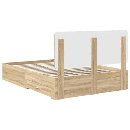 vidaXL Bed Frame with Drawer Sonoma Oak 140 x 190 cm Engineered Wood