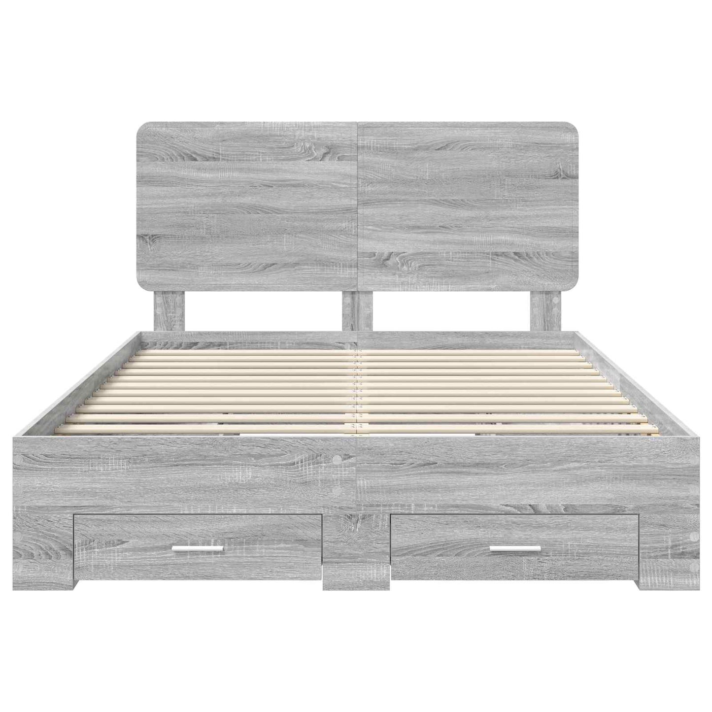 vidaXL Bed Frame with Drawer Grey Sonoma 140 x 190 cm Engineered Wood