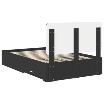 vidaXL Bed Frame with Headboard Black 135 x 190 cm Engineered Wood