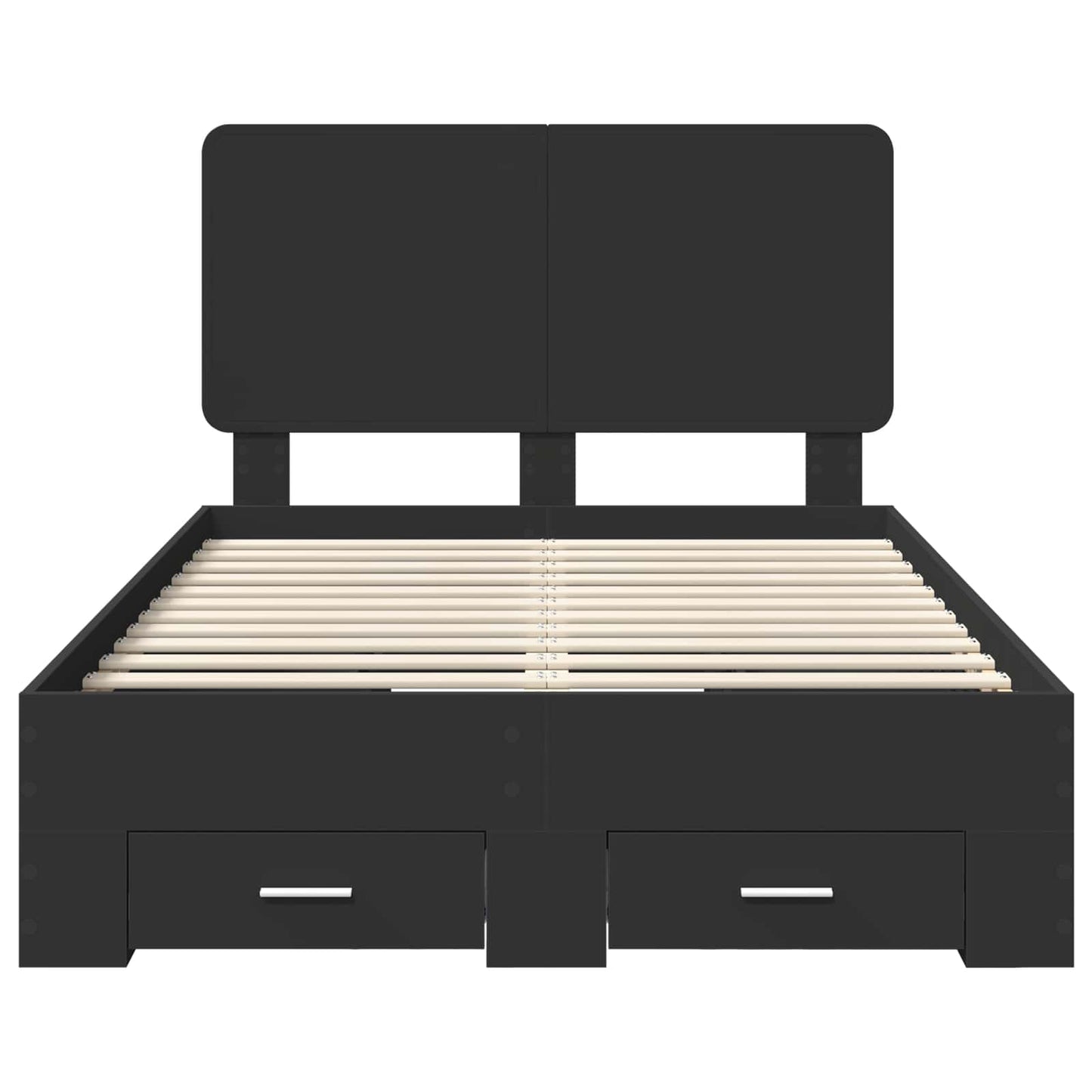 vidaXL Bed Frame with Headboard Black 135 x 190 cm Engineered Wood