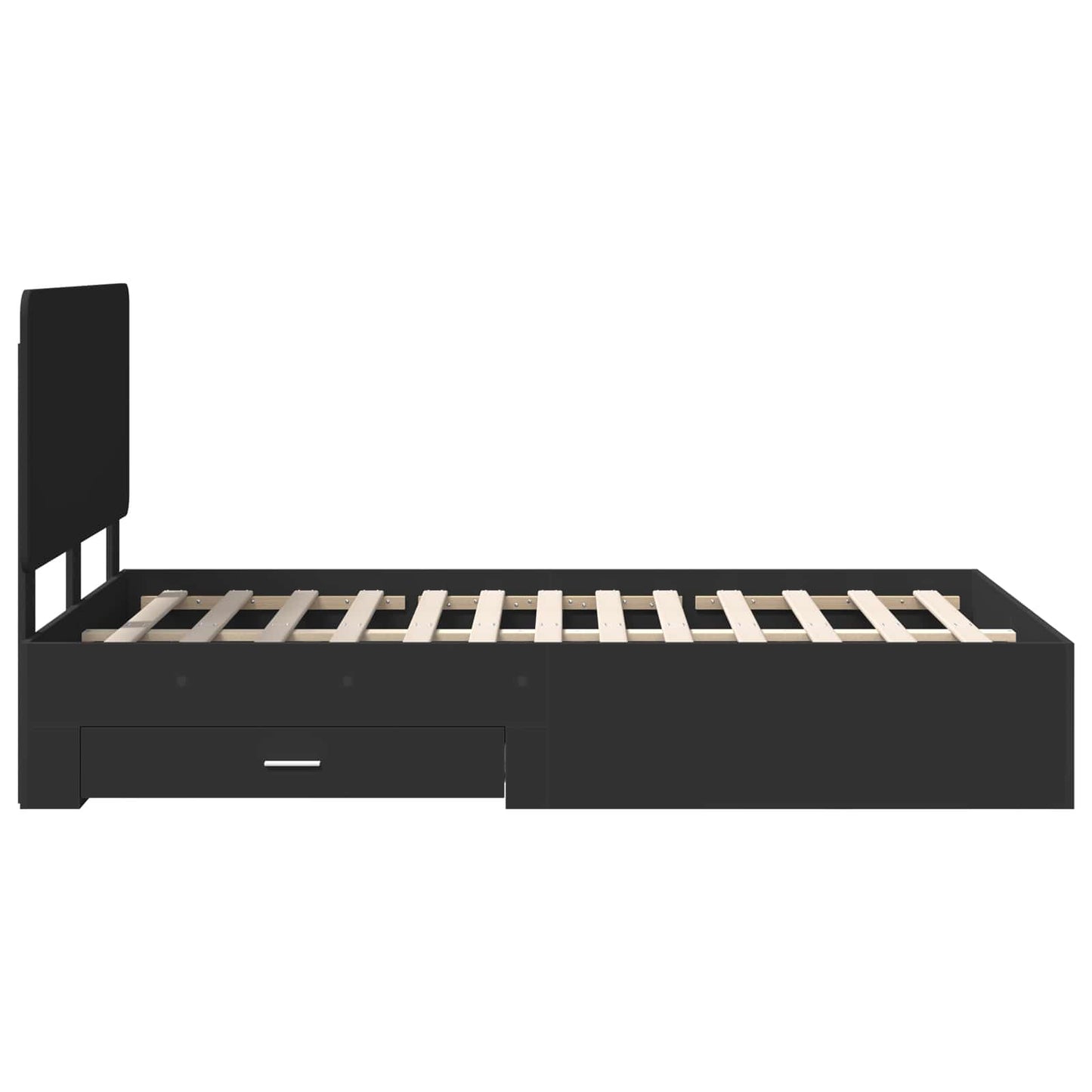 vidaXL Bed Frame with Headboard Black 135 x 190 cm Engineered Wood