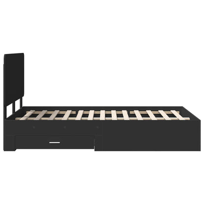 vidaXL Bed Frame with Headboard Black 135 x 190 cm Engineered Wood