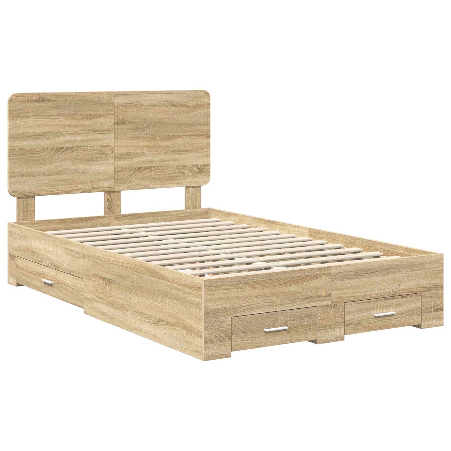 vidaXL Bed Frame with Drawer Sonoma Oak 135 x 190 cm Engineered Wood