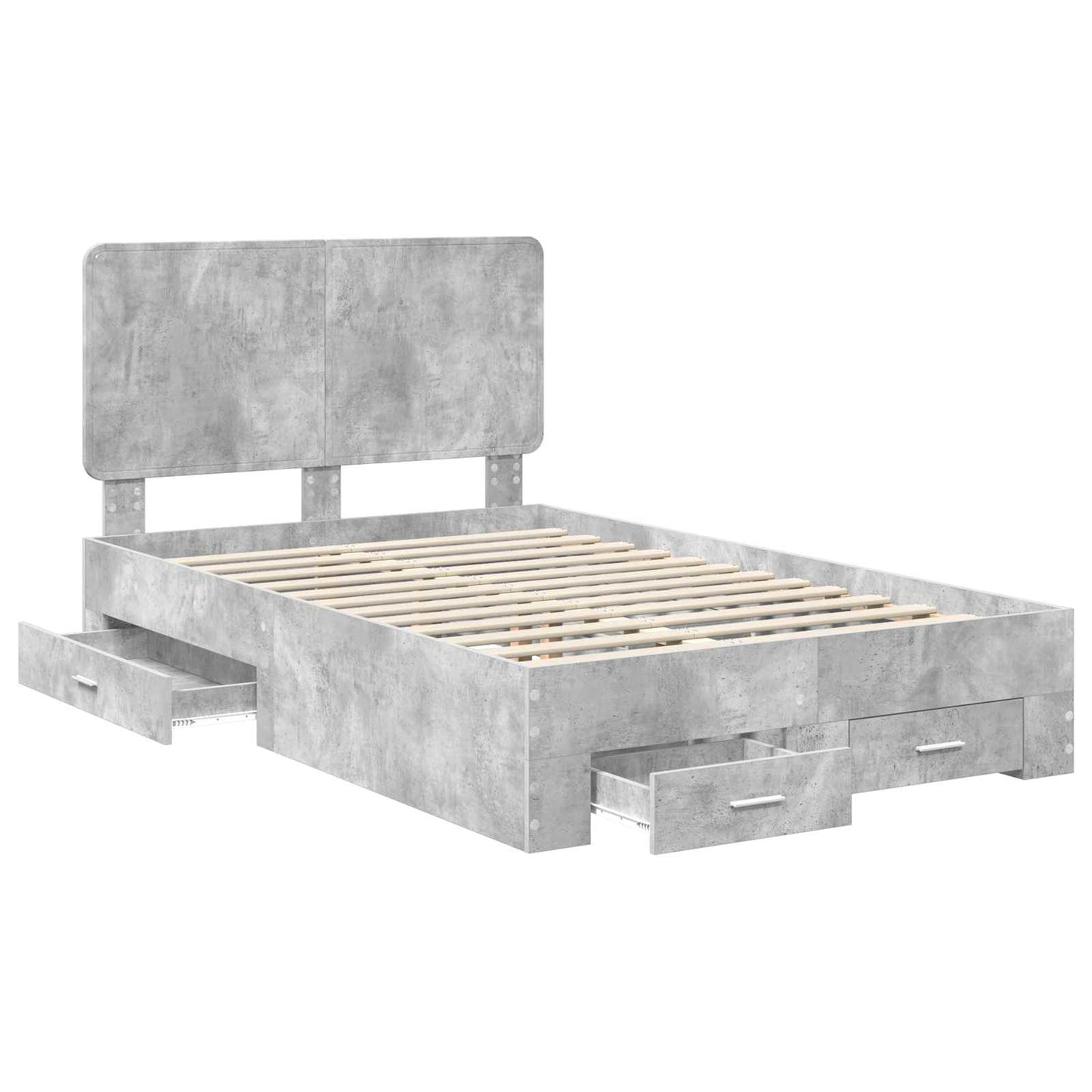 vidaXL Bed Frame Concrete Grey 135 x 190 cm Engineered Wood