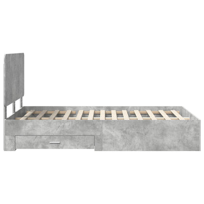 vidaXL Bed Frame Concrete Grey 135 x 190 cm Engineered Wood