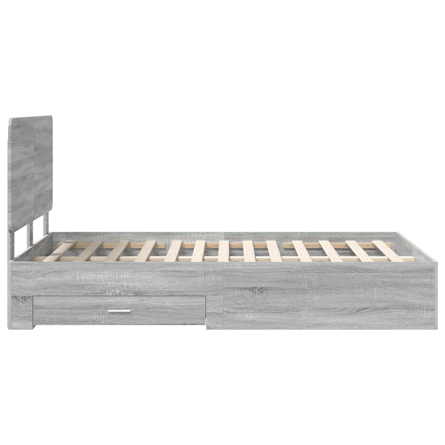 vidaXL Bed Frame with Drawer Grey Sonoma 135 x 190 cm Engineered Wood