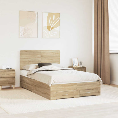 vidaXL Bed Frame with Drawer Sonoma Oak 120 x 200 cm Engineered Wood