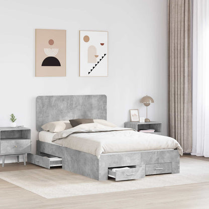 vidaXL Bed Frame Concrete Grey 120 x 190 cm Engineered Wood