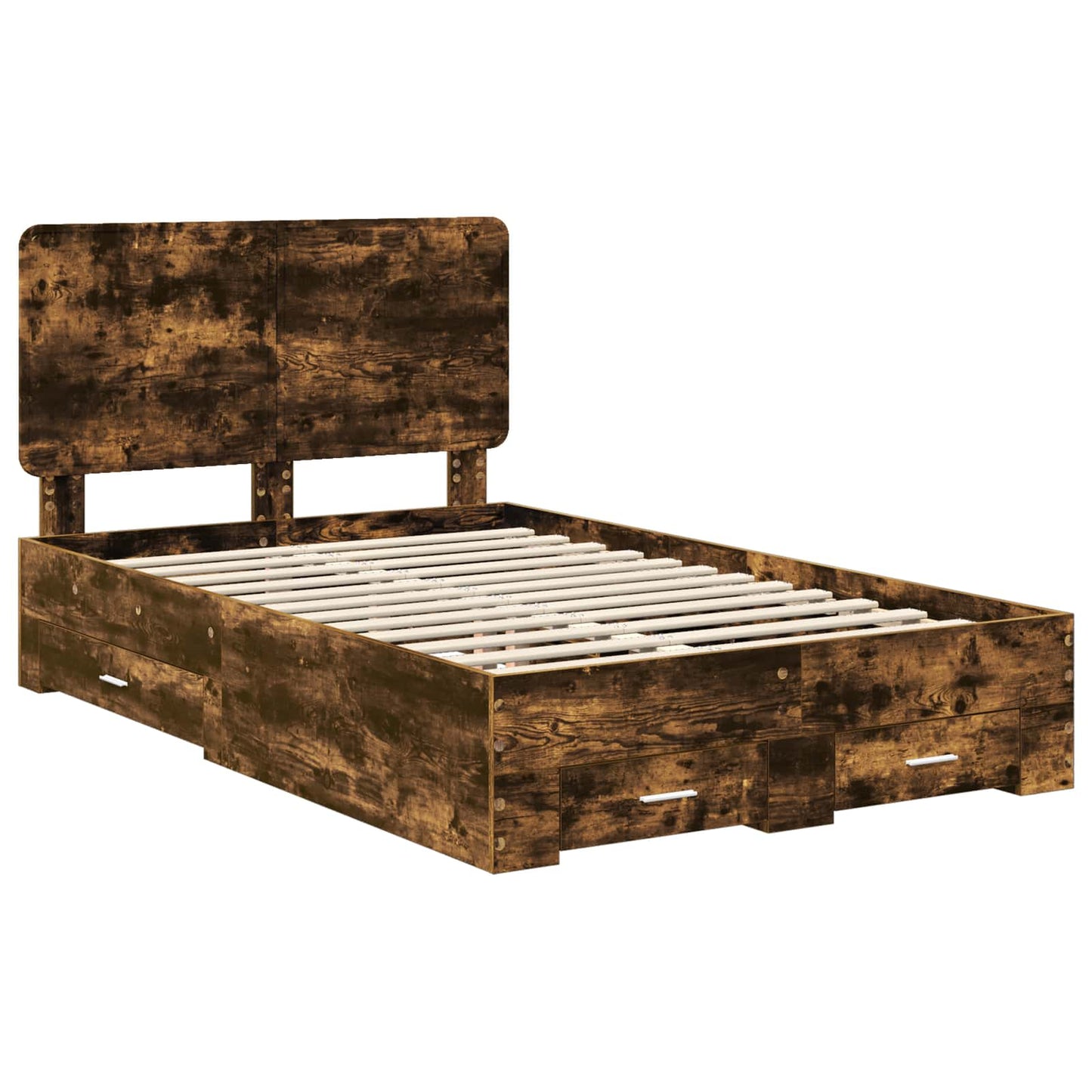 vidaXL Bed Frame with Drawer Smoked Oak 120 x 190 cm Engineered Wood