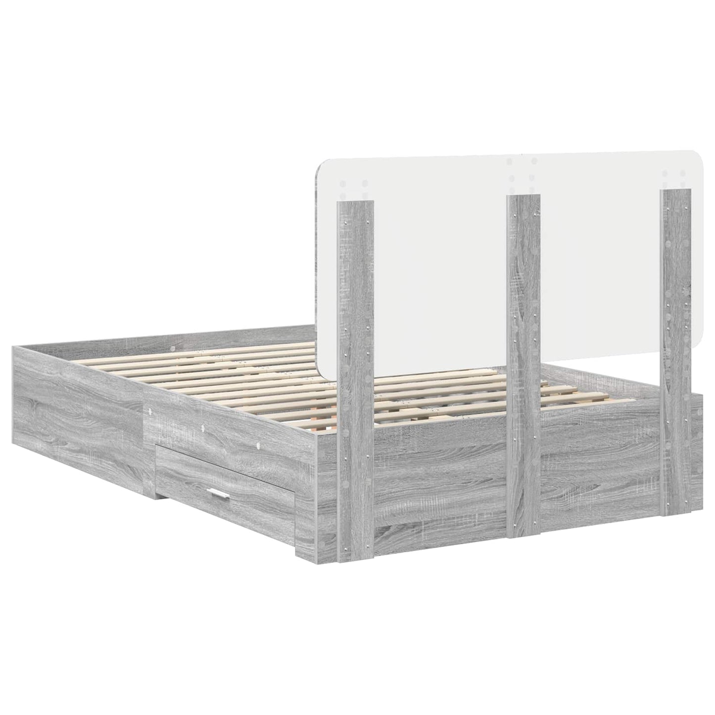 vidaXL Bed Frame with Drawer Grey Sonoma 120 x 190 cm Engineered Wood
