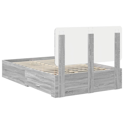 vidaXL Bed Frame with Drawer Grey Sonoma 120 x 190 cm Engineered Wood