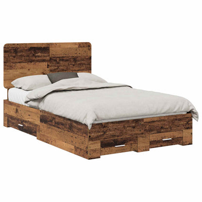 vidaXL Bed Frame with Headboard Old Wood 120 x 190 cm Engineered Wood