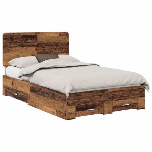 vidaXL Bed Frame with Headboard Old Wood 120 x 190 cm Engineered Wood