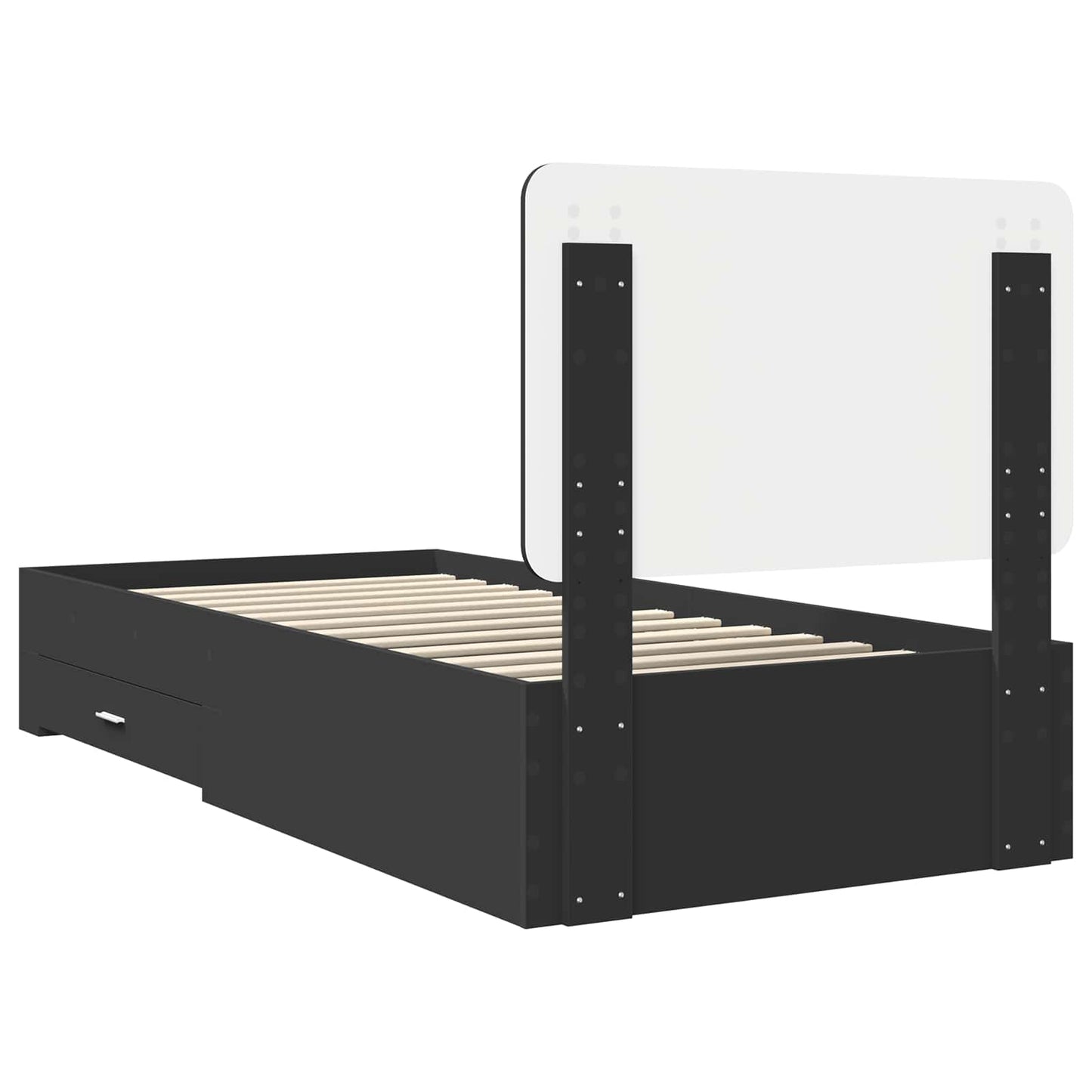 vidaXL Bed Frame with Headboard Black 100 x 200 cm Engineered Wood