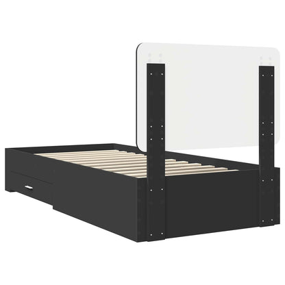 vidaXL Bed Frame with Headboard Black 100 x 200 cm Engineered Wood