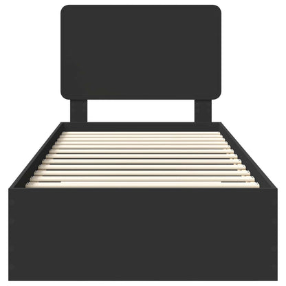 vidaXL Bed Frame with Headboard Black 100 x 200 cm Engineered Wood