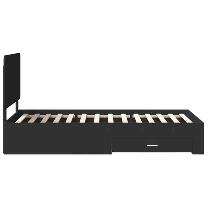 vidaXL Bed Frame with Headboard Black 100 x 200 cm Engineered Wood