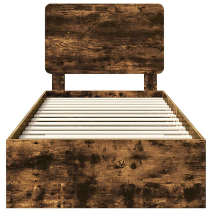 vidaXL Bed Frame with Drawer Smoked Oak 100 x 200 cm Engineered Wood