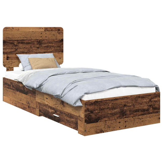 vidaXL Bed Frame with Headboard Old Wood 100 x 200 cm Engineered Wood