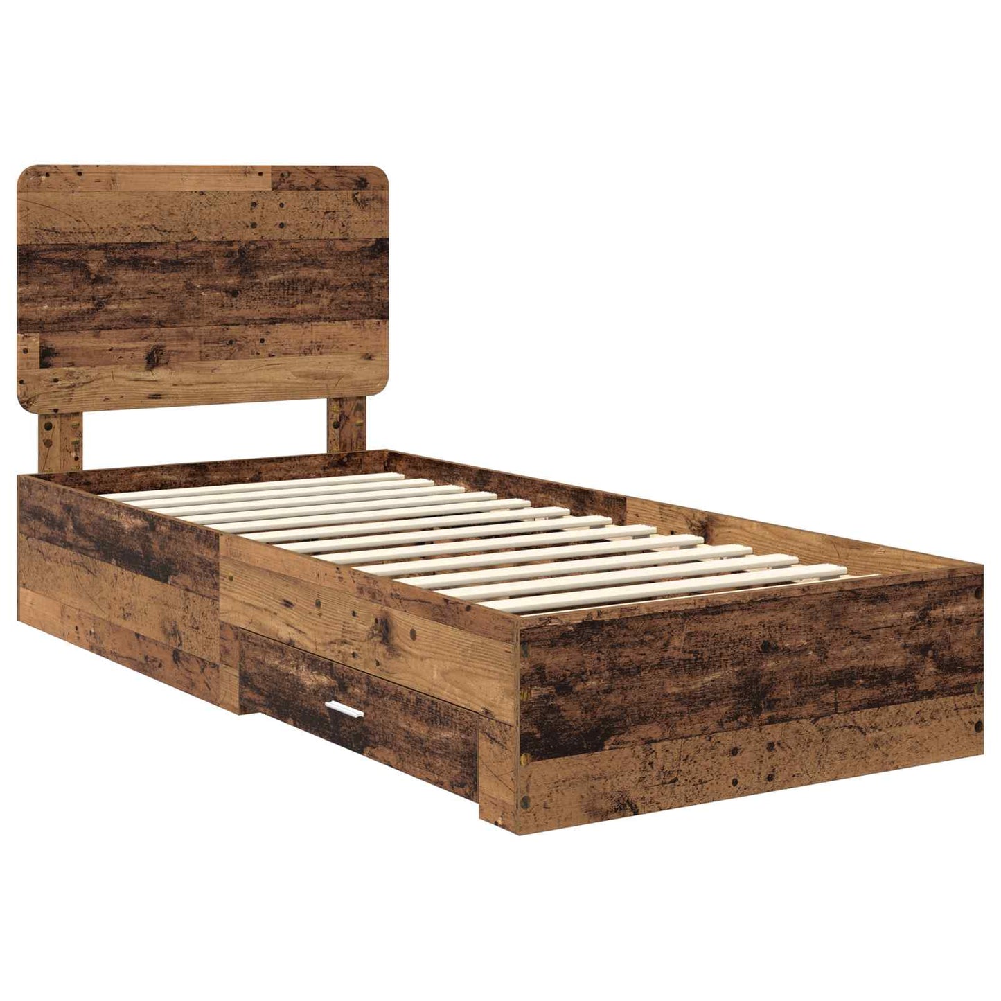 vidaXL Bed Frame with Headboard Old Wood 100 x 200 cm Engineered Wood