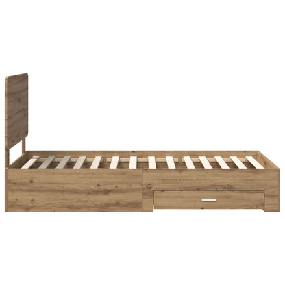 vidaXL Bed Frame with Drawer Artisan Oak 100 x 200 cm Engineered Wood