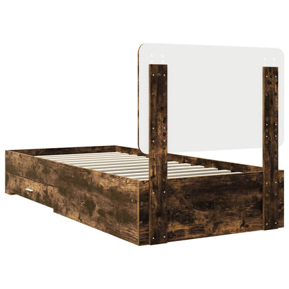 vidaXL Bed Frame with Headboard Smoked Oak 90 x 200 cm Engineered Wood