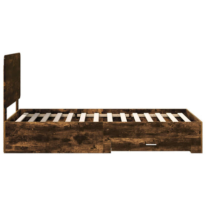 vidaXL Bed Frame with Headboard Smoked Oak 90 x 200 cm Engineered Wood