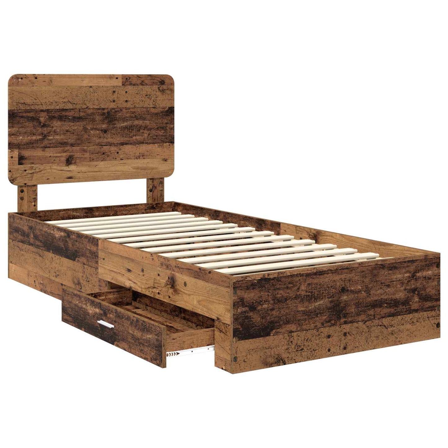 vidaXL Bed Frame with Headboard Old Wood 90 x 200 cm Engineered Wood