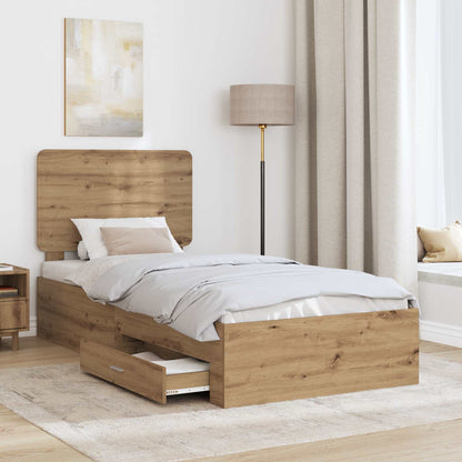 vidaXL Bed Frame with Drawer Artisan Oak 90 x 200 cm Engineered Wood