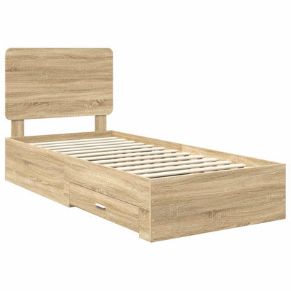 vidaXL Bed Frame with Headboard Sonoma Oak 90 x 190 cm Engineered Wood