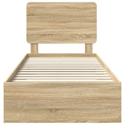 vidaXL Bed Frame with Headboard Sonoma Oak 90 x 190 cm Engineered Wood