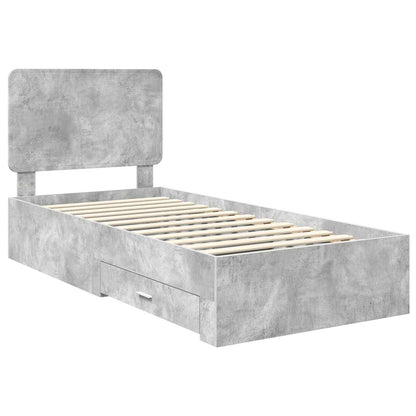 vidaXL Bed Frame with Drawer Concrete Grey 90 x 190 cm Engineered Wood
