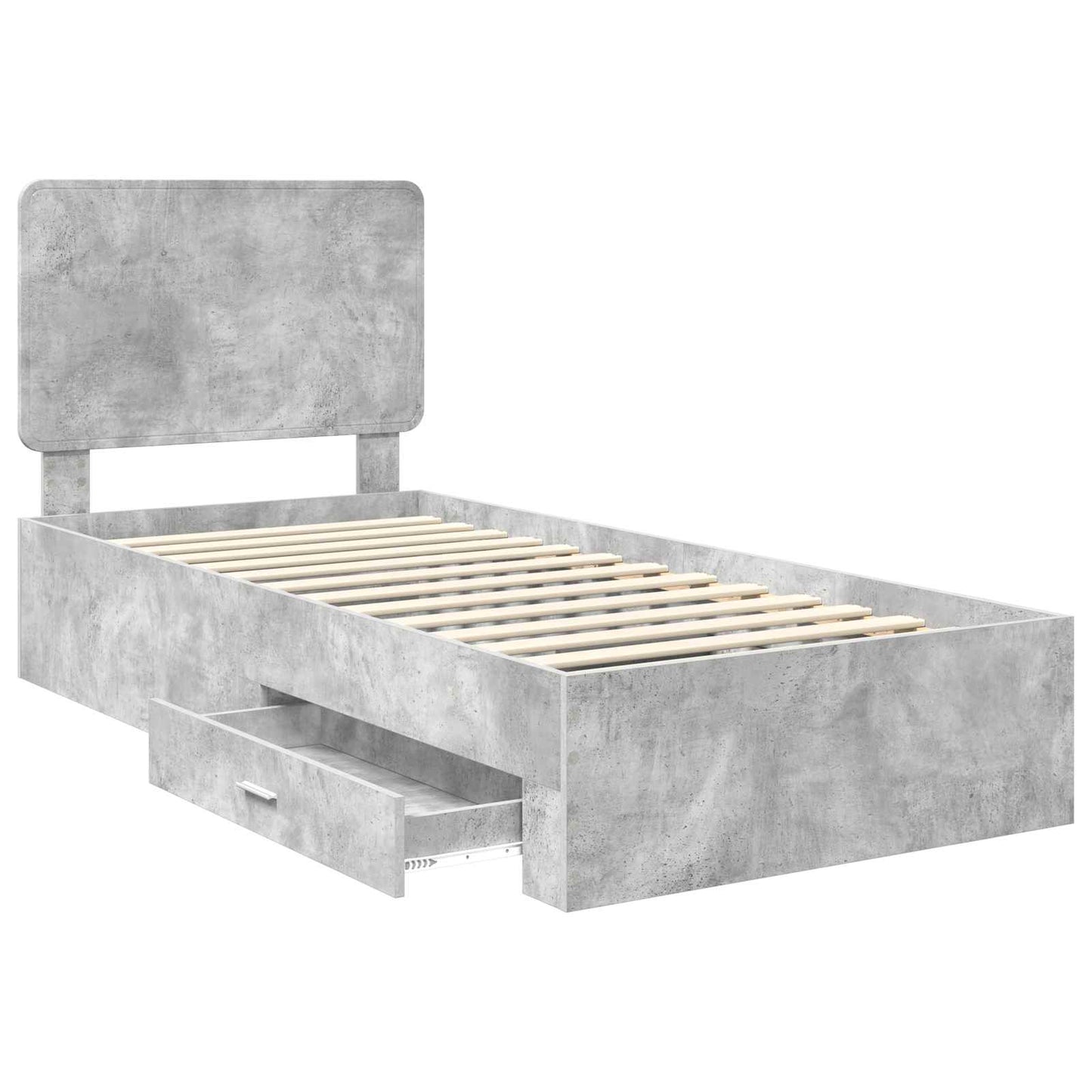 vidaXL Bed Frame with Drawer Concrete Grey 90 x 190 cm Engineered Wood