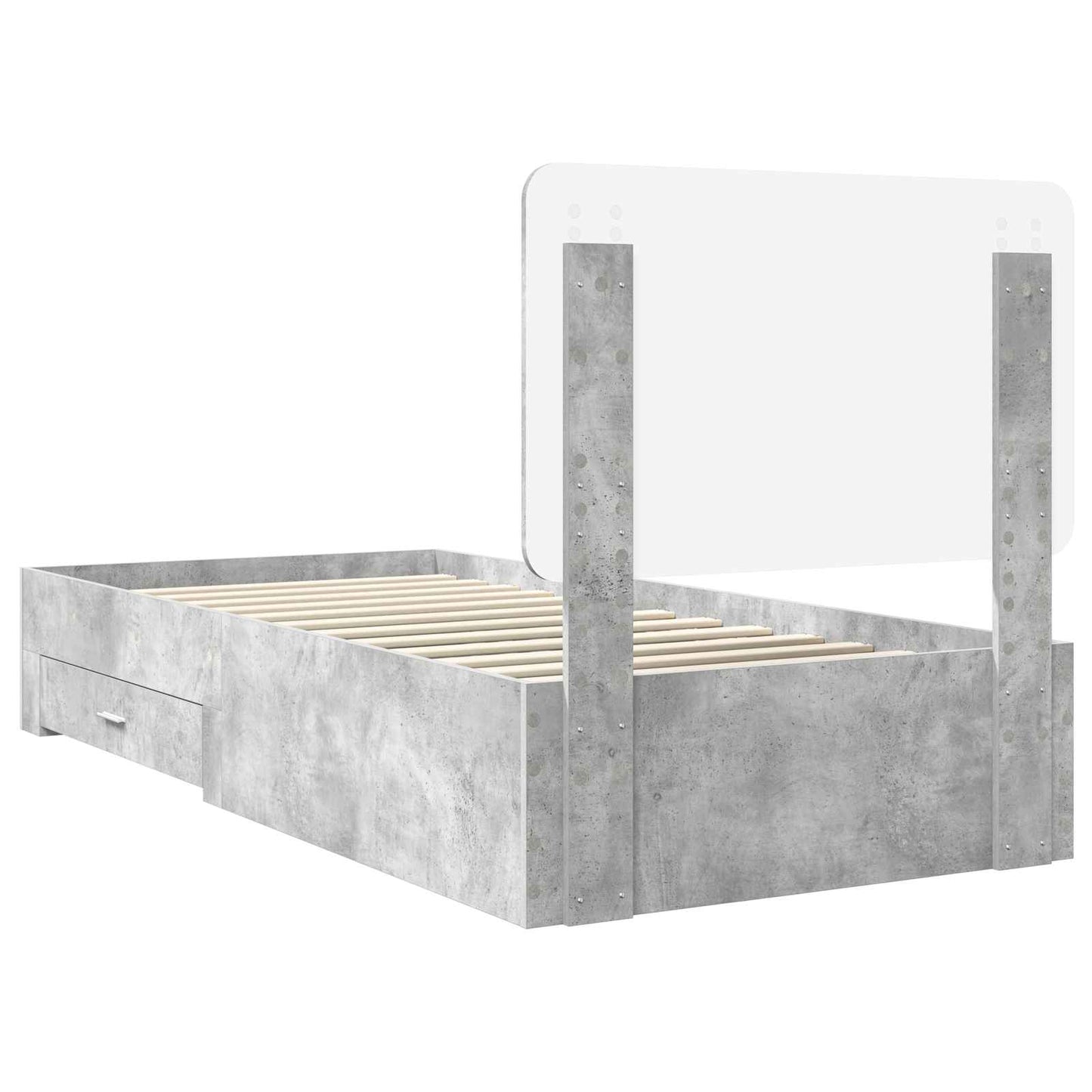 vidaXL Bed Frame with Drawer Concrete Grey 90 x 190 cm Engineered Wood