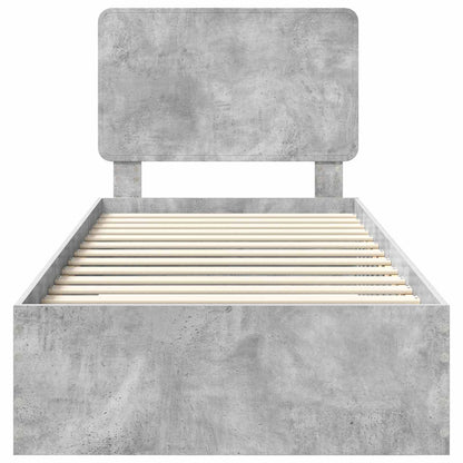 vidaXL Bed Frame with Drawer Concrete Grey 90 x 190 cm Engineered Wood