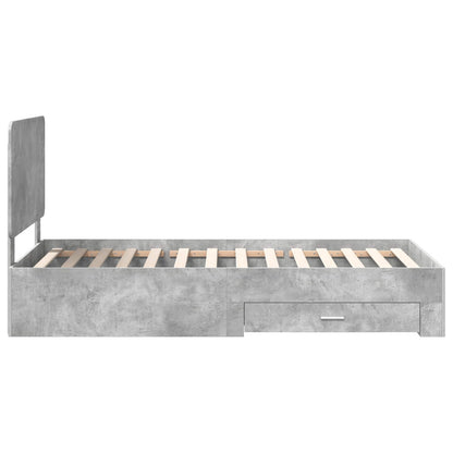 vidaXL Bed Frame with Drawer Concrete Grey 90 x 190 cm Engineered Wood