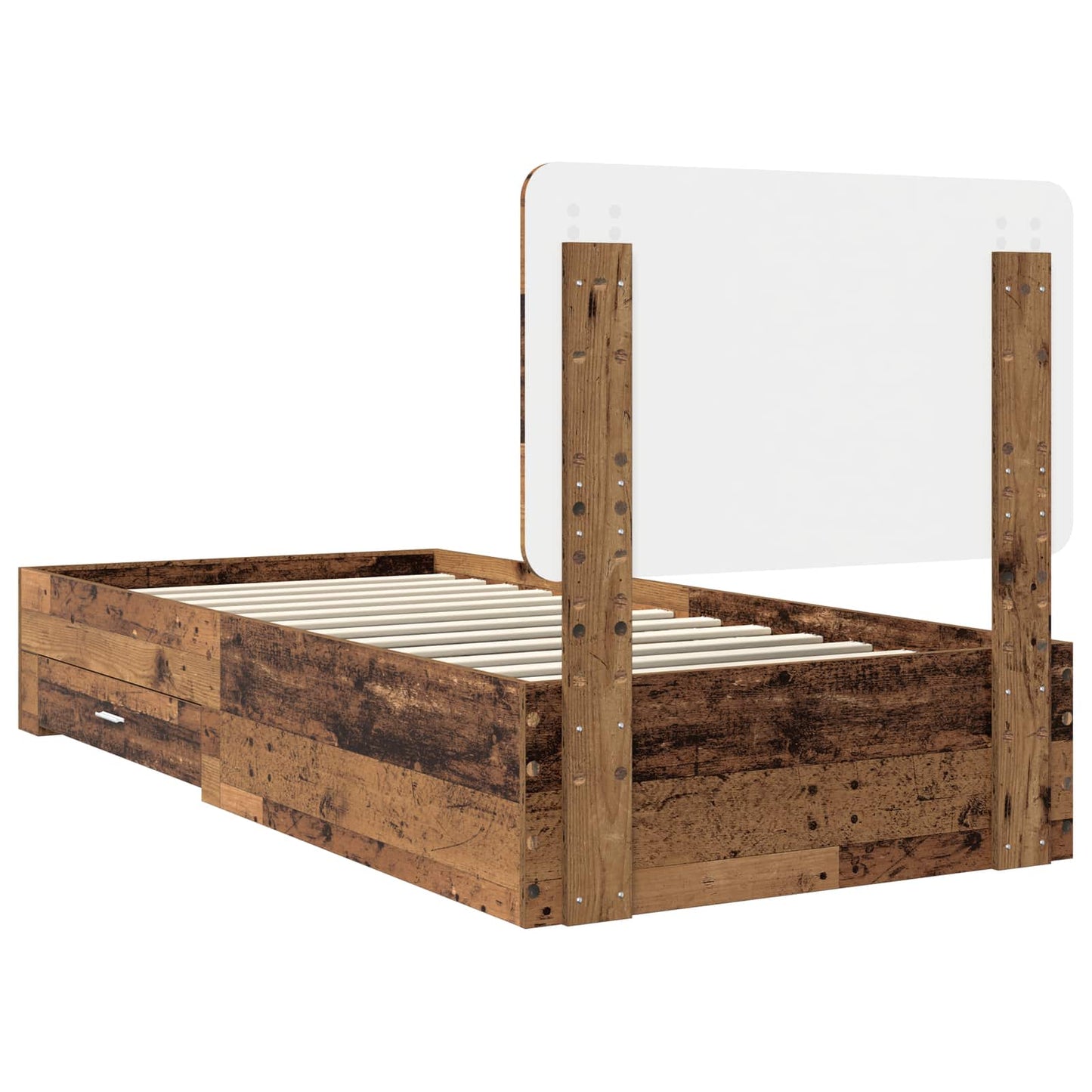 vidaXL Bed Frame with Headboard Old Wood 90 x 190 cm Engineered Wood