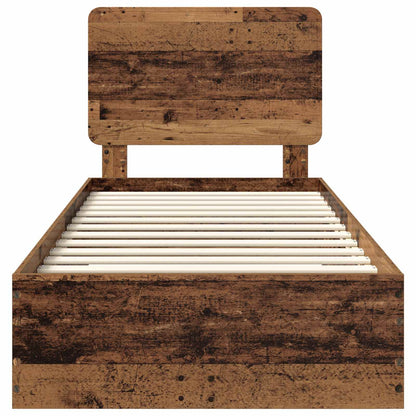 vidaXL Bed Frame with Headboard Old Wood 90 x 190 cm Engineered Wood