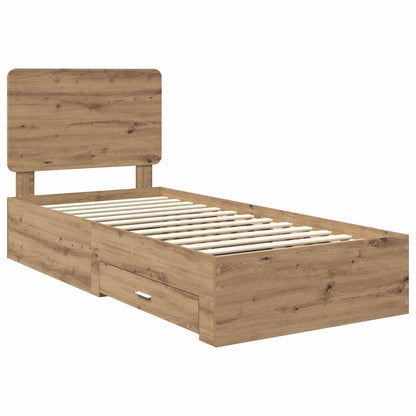 vidaXL Bed Frame with Drawer Artisan Oak 90 x 190 cm Engineered Wood