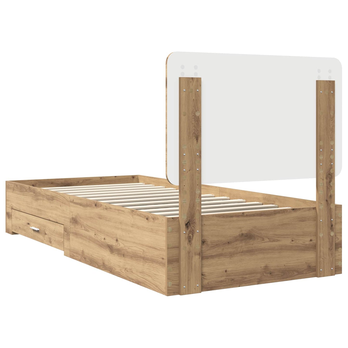 vidaXL Bed Frame with Drawer Artisan Oak 90 x 190 cm Engineered Wood