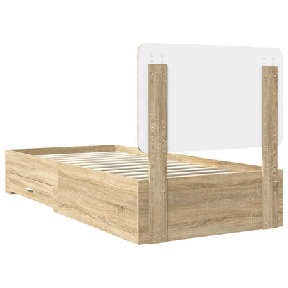vidaXL Bed Frame with Headboard Sonoma Oak 75 x 190 cm Engineered Wood