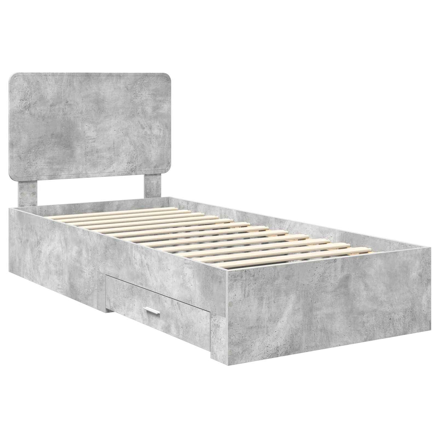 vidaXL Bed Frame with Drawer Concrete Grey 70 x 190 cm Engineered Wood
