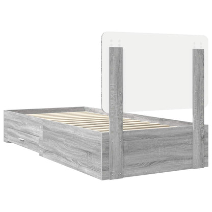 vidaXL Bed Frame with Drawer Grey Sonoma 75 x 190 cm Engineered Wood