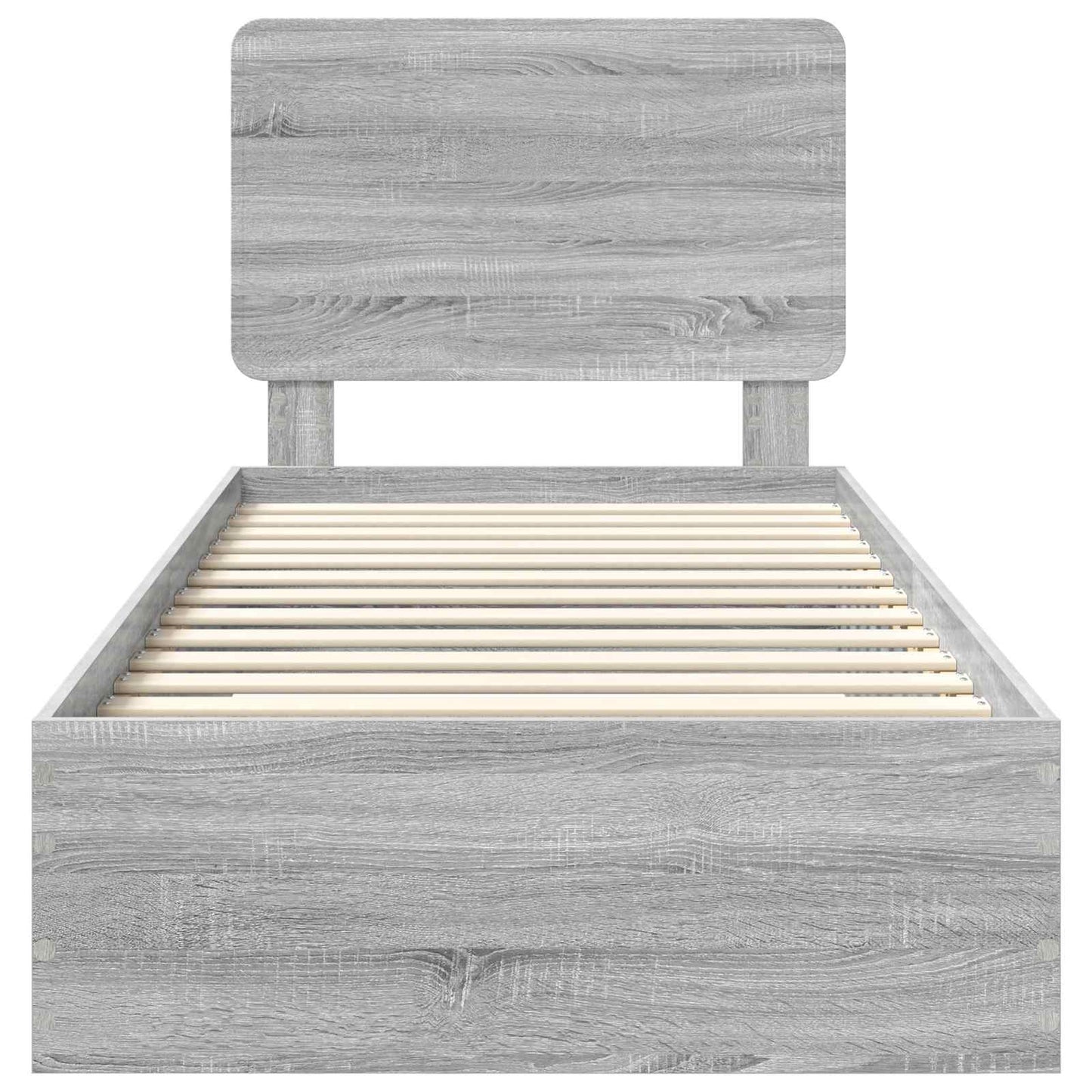 vidaXL Bed Frame with Drawer Grey Sonoma 75 x 190 cm Engineered Wood
