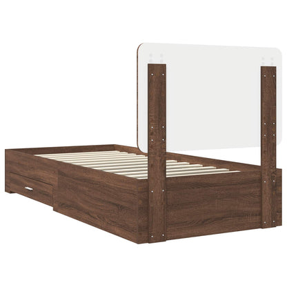 vidaXL Bed Frame with Headboard Brown Oak 75 x 190 cm Engineered Wood