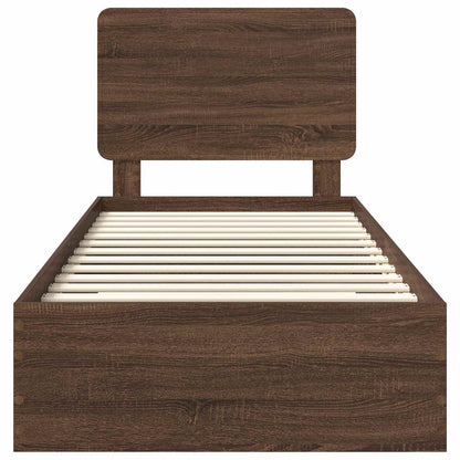 vidaXL Bed Frame with Headboard Brown Oak 75 x 190 cm Engineered Wood