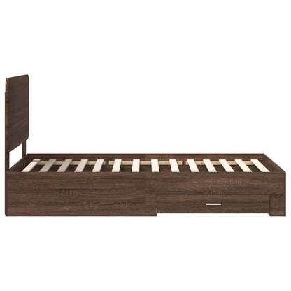 vidaXL Bed Frame with Headboard Brown Oak 75 x 190 cm Engineered Wood